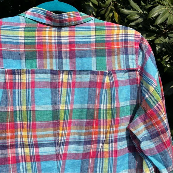 Frank and Eileen rainbow plaid linen button up shirt - Picture 3 of 5